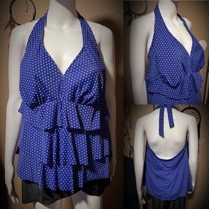Kim Rogers Blue Polka Dot Swim Top